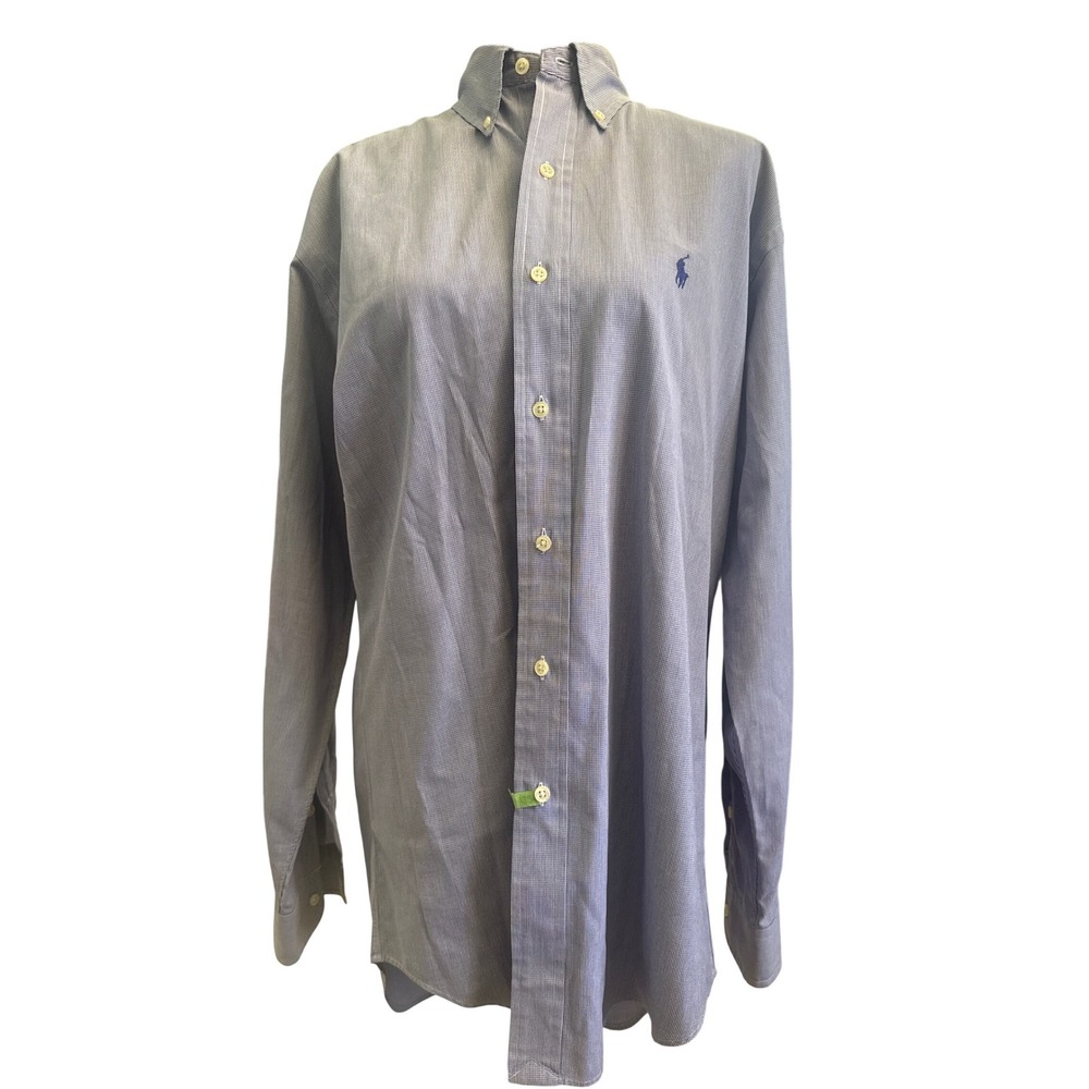 Ralph Lauren Mens Blake Button Down Shirt Blue White Micro Check Cotton Small S